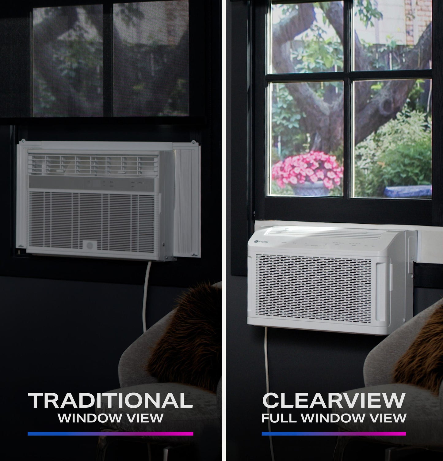 GE APPLIANCES AHTT08BC GE Profile ClearView™ 8,300 BTU Smart Ultra Quiet Window Air Conditioner for Medium Rooms up to 350 sq. ft. White - AHTT08BC