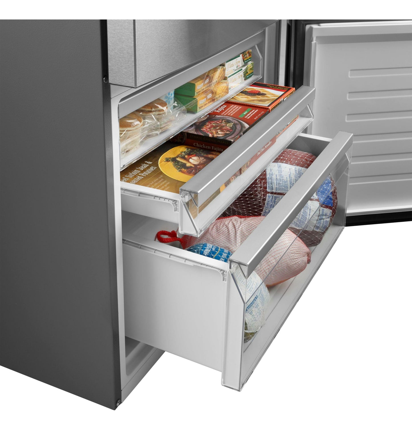 GE APPLIANCES GBE17HYRFS GE® ENERGY STAR® 17.7 Cu. Ft. Counter-Depth Bottom-Freezer Refrigerator in Stainless Steel - GBE17HYRFS