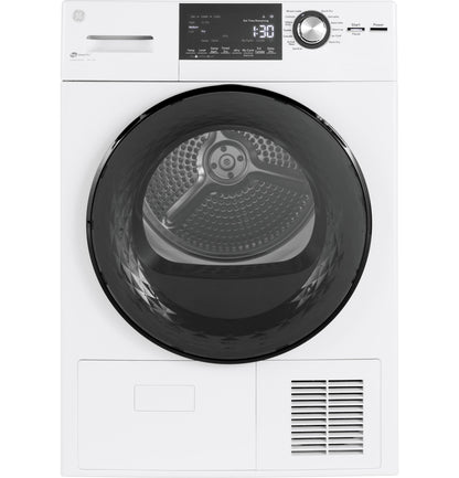 GE APPLIANCES GE 24" 4.1 Cu.Ft. Front Load Ventless Condenser Electric Dryer with in Stainless Steel Basket White - GFT14ESSMWW
