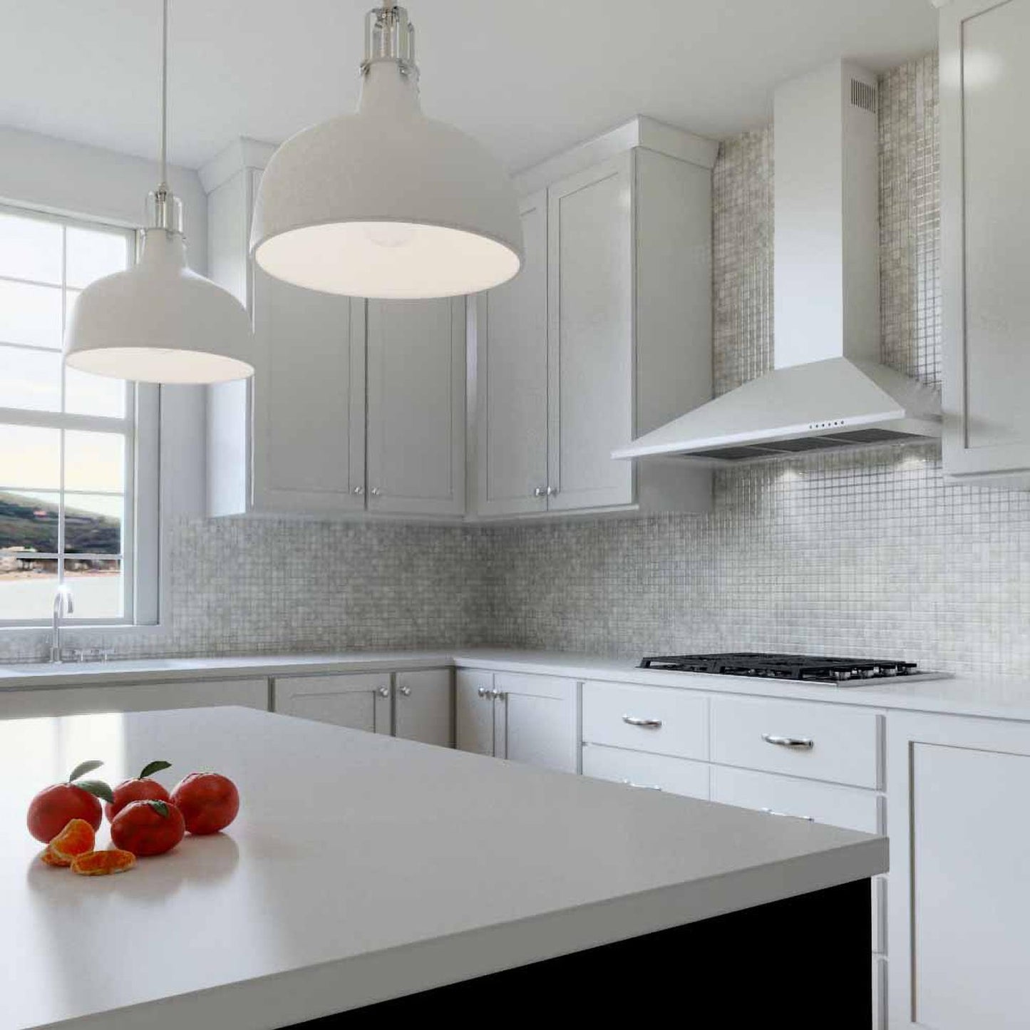XO APPLIANCE XOB36WC 36" CCC 600/395 CFM Italian Made Wall Mount Chimney Range Hood White - XOB36WC