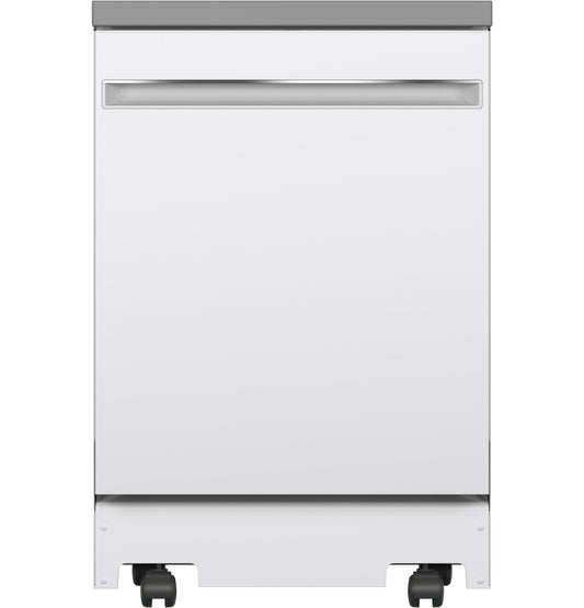 GE APPLIANCES GPT225SGLWW GE® ENERGY STAR® 24" in Stainless Steel Interior Portable Dishwasher with Sanitize Cycle in White - GPT225SGLWW