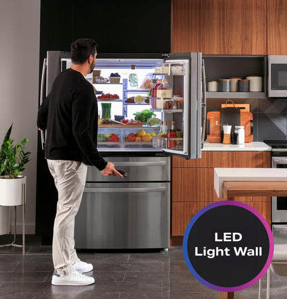GE APPLIANCES PVD28BYNFS GE Profile™ ENERGY STAR® 27.9 Cu. Ft. Smart Fingerprint Resistant 4-Door French-Door Refrigerator with Door In Door in Stainless Steel - PVD28BYNFS