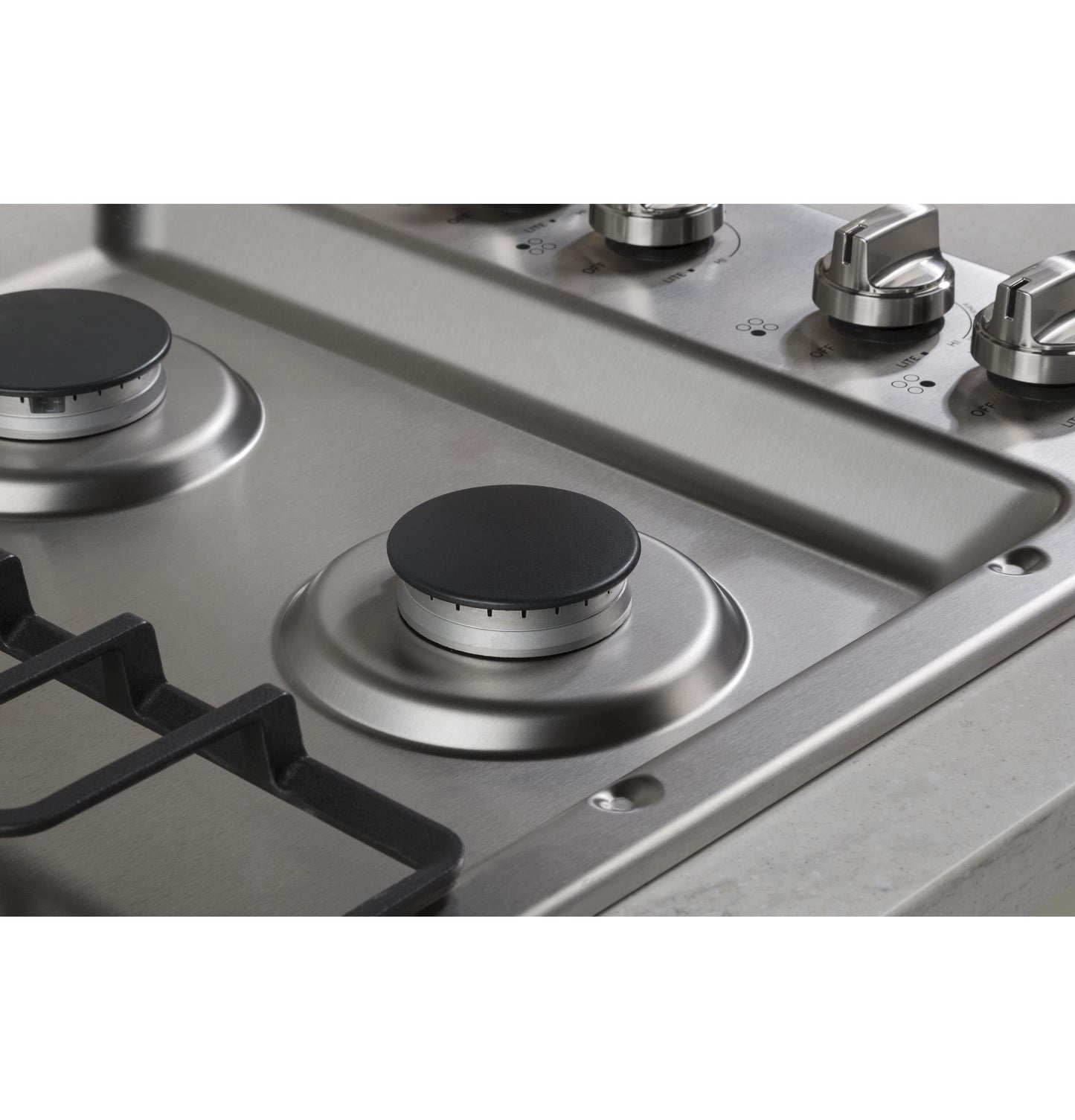 GE APPLIANCES 30" Built-In Gas Cooktop with Dishwasher-Safe Grates in Stainless Steel - JGP3030SLSS