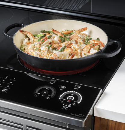 GE APPLIANCES PSS93BPTS GE Profile™ 30" Smart Slide-In Electric Convection Range with No Preheat Air Fry Black in Stainless Steel - PSS93BPTS