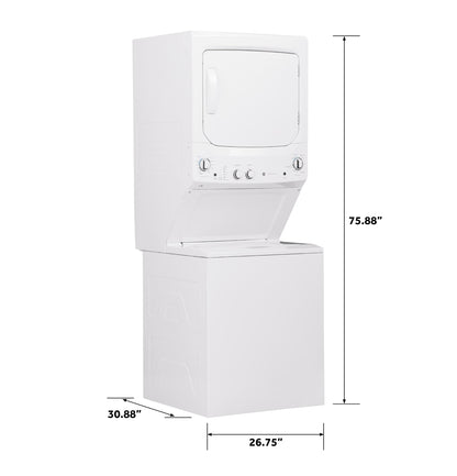 GE APPLIANCES GUD27ESSMWW GE Unitized Spacemaker® 3.8 cu. ft. Capacity Washer with in Stainless Steel Basket and 5.9 cu. ft. Capacity Electric Dryer White - GUD27ESSMWW