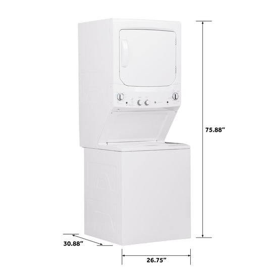 GE APPLIANCES GUD27ESSMWW GE Unitized Spacemaker® 3.8 cu. ft. Capacity Washer with in Stainless Steel Basket and 5.9 cu. ft. Capacity Electric Dryer White - GUD27ESSMWW
