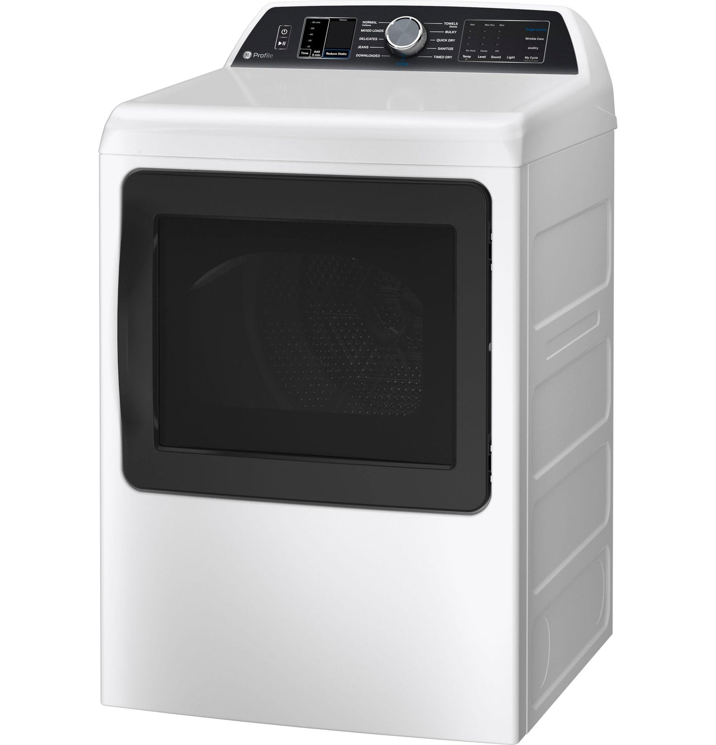 GE APPLIANCES PTD70GBSTWS GE Profile™ ENERGY STAR® 7.4 cu. ft. Capacity Smart aluminized alloy drum Gas Dryer with Sanitize Cycle and Sensor Dry White On Gray - PTD70GBSTWS