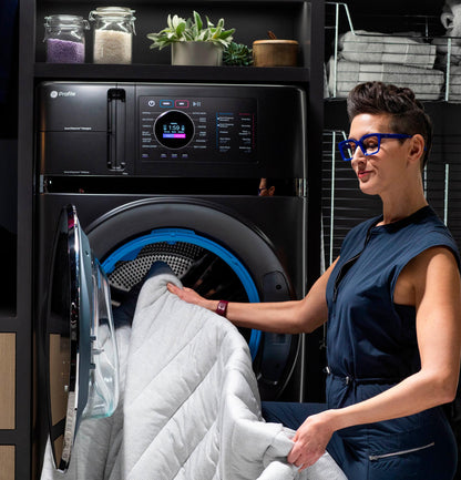 GE APPLIANCES GE Profile ENERGY STAR 4.8 cu. ft. Capacity UltraFast Combo with Ventless Inverter Heat Pump Technology Washer/Dryer Gray - PFQ97HSPVDS
