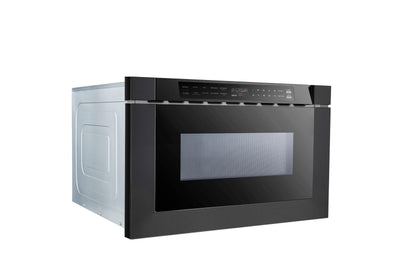XO APPLIANCE XOMWD24BS 24" Built-In Microwave Drawer - Black Glass & Black Stainless Black in Stainless Steel - XOMWD24BS