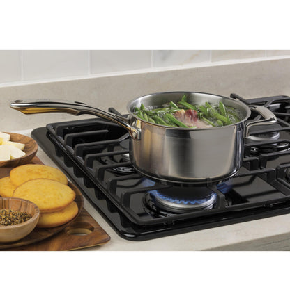 GE APPLIANCES 30" Built-In Gas Cooktop with Dishwasher-Safe Grates Black - JGP3030DLBB