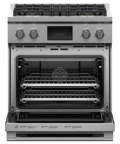 FISHER & PAYKEL RDV3304N 30" Series 9 Professional Dual Fuel 4 Burner Self-Cleaning Range in Stainless Steel - RDV3304N