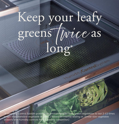 CAFE ENERGY STAR 27.8 Cu. Ft. Smart 4-Door French-Door Refrigerator in Platinum Glass Gray - CVE28DM5NS5