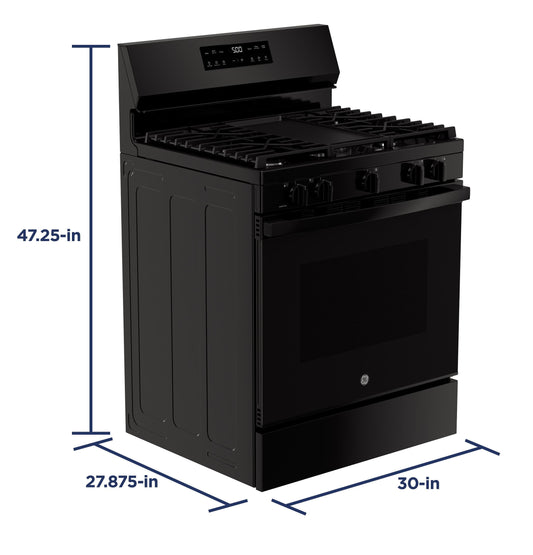 GE APPLIANCES GE 30" Free-Standing Gas Range with Crisp Mode Black - GGF500PVBB