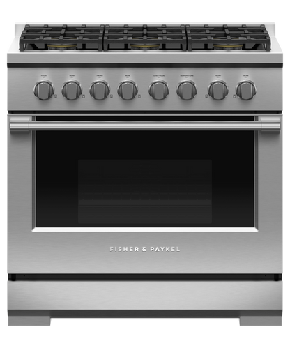 FISHER & PAYKEL RGV3366L 36" Series 7 Professional 6 Burner Gas Range in Stainless Steel - RGV3366L