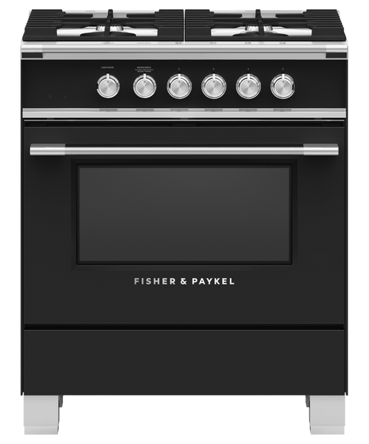 FISHER & PAYKEL OR30SCG4B1 30" Series 7 Classic 4 Burner Gas Range Black - OR30SCG4B1
