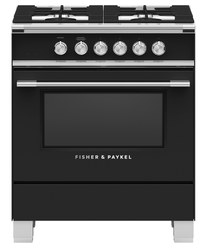 FISHER & PAYKEL OR30SCG4B1 30" Series 7 Classic 4 Burner Gas Range Black - OR30SCG4B1