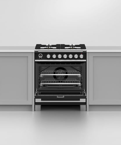 FISHER & PAYKEL OR30SCG6B1 30" Series 9 Classic 4 Burner Dual Fuel Self-Cleaning Range Black - OR30SCG6B1