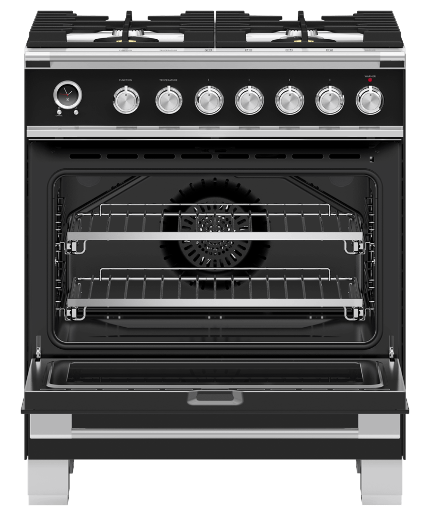 FISHER & PAYKEL OR30SCG6B1 30" Series 9 Classic 4 Burner Dual Fuel Self-Cleaning Range Black - OR30SCG6B1