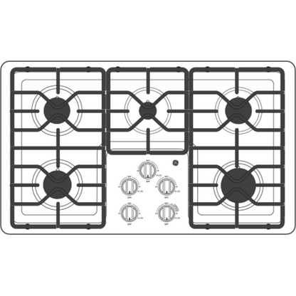 GE APPLIANCES 36" Built-In Gas Cooktop with Dishwasher-Safe Grates in Stainless Steel - JGP3036SLSS