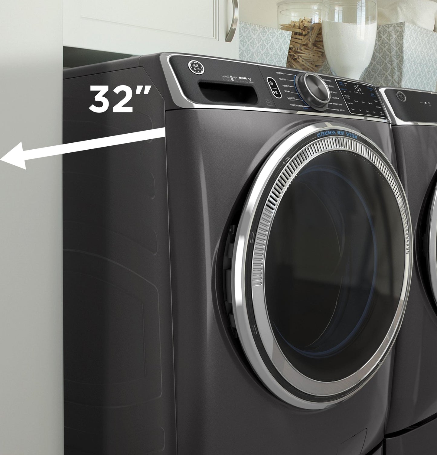 GE APPLIANCES GFW550SSNWW GE® ENERGY STAR 4.8 cu. ft. Capacity Smart Front Load  Washer with UltraFresh Vent System with OdorBlock™ and Sanitize w/Oxi White - GFW550SSNWW