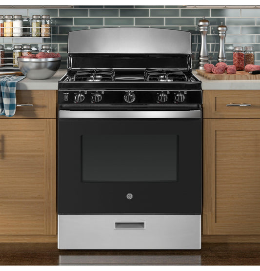 GE APPLIANCES JGBS30RETSS GE® 30" Free-Standing Gas Range in Stainless Steel - JGBS30RETSS
