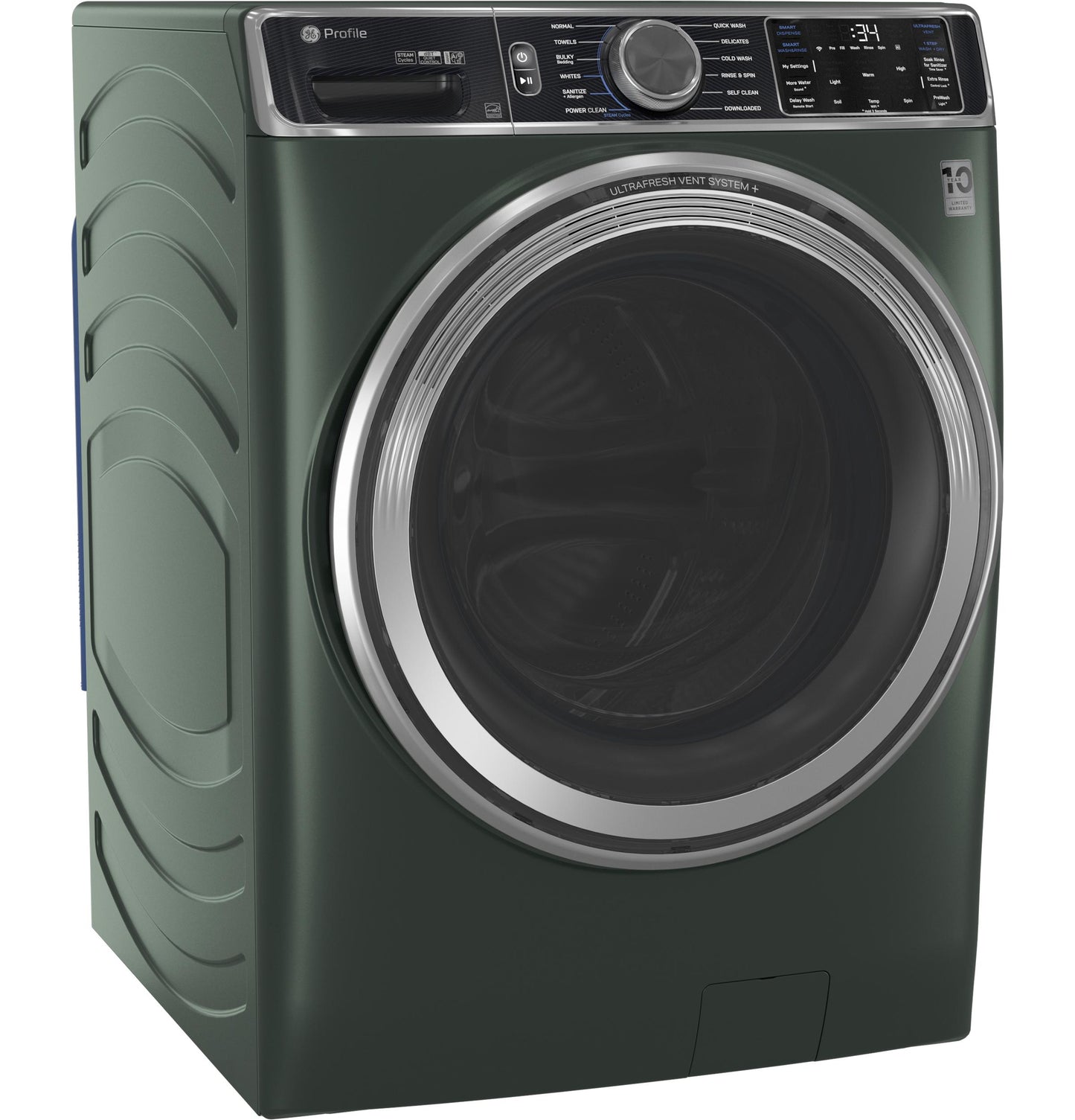 GE APPLIANCES PFW955SPWGN GE Profile™ 5.5 cu. ft. Capacity Smart Front Load ENERGY STAR® Steam Washer with UltraFresh Vent System+ and Smart Wash & Smart Rinse Green - PFW955SPWGN