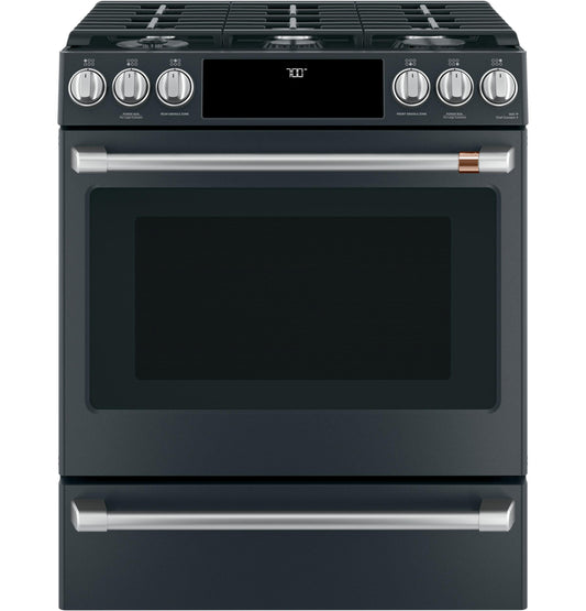 GE APPLIANCES CAFE CGS700P3MD1 CAFé™ 30" Smart Slide-In, Front-Control, Gas Range with Convection Oven Black - CGS700P3MD1