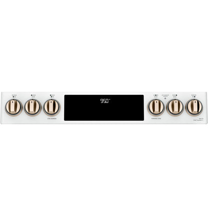CAFE  30" Smart Slide-In, Front-Control, Induction and Convection Double-Oven Range White - CHS950P4MW2