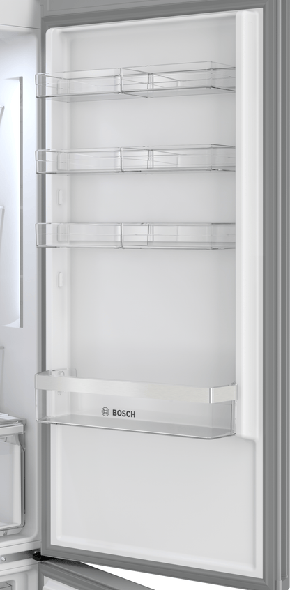 BOSCH B24CB80ESW 800 Series, free-standing fridge-freezer with freezer at bottom, glass door, 24'', White, Total No Frost White - B24CB80ESW