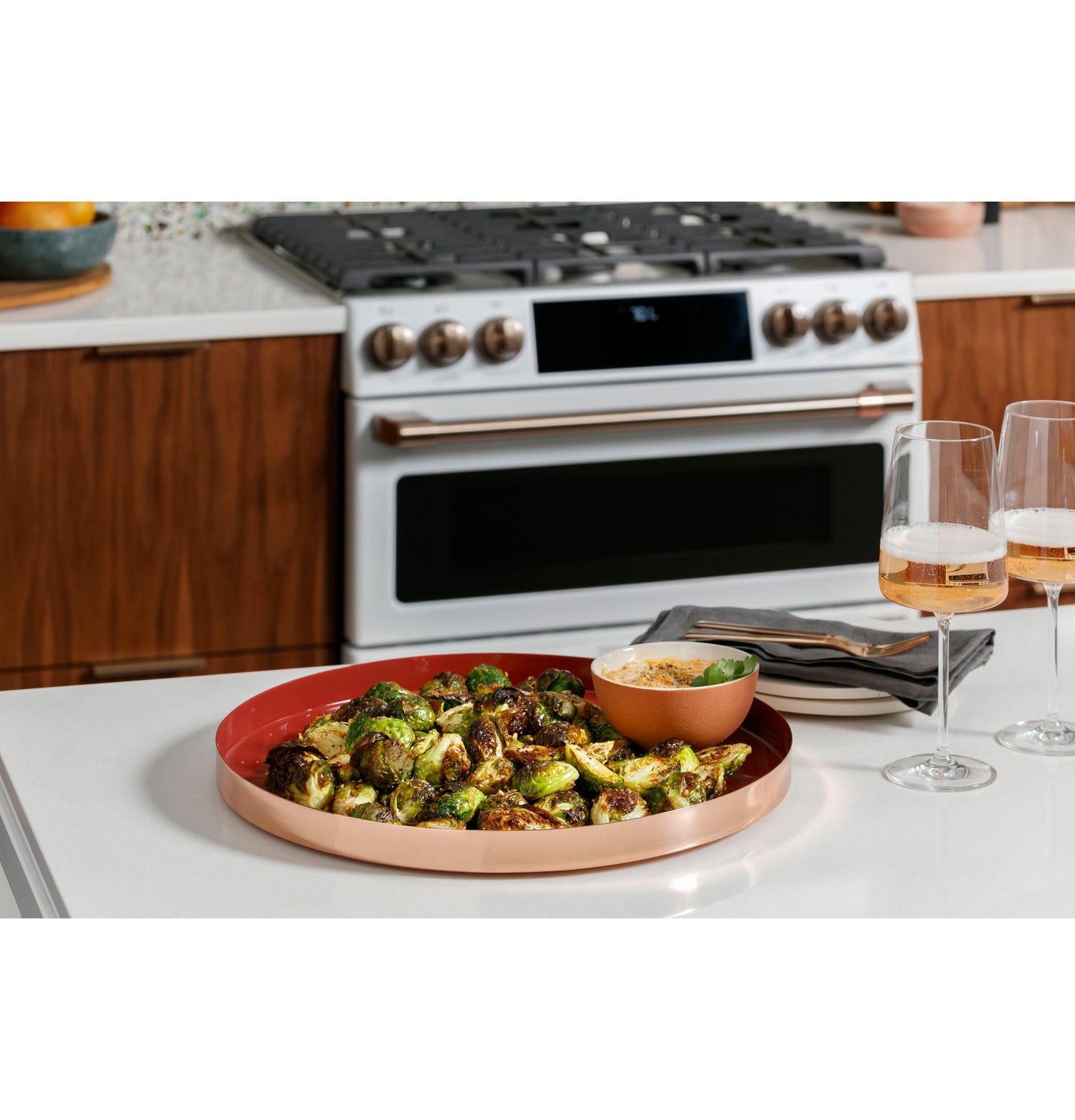 GE APPLIANCES CAFE CGS700P3MD1 CAFé™ 30" Smart Slide-In, Front-Control, Gas Range with Convection Oven Black - CGS700P3MD1
