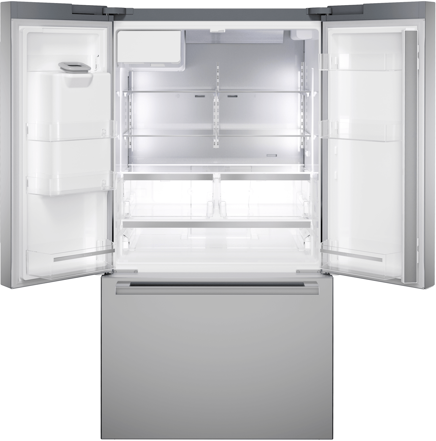 BOSCH B36CD52SNS 500 Series, French Door Bottom freezer, multi door, 36'', Brushed steel (with anti-fingerprint), Total No Frost in Stainless Steel - B36CD52SNS