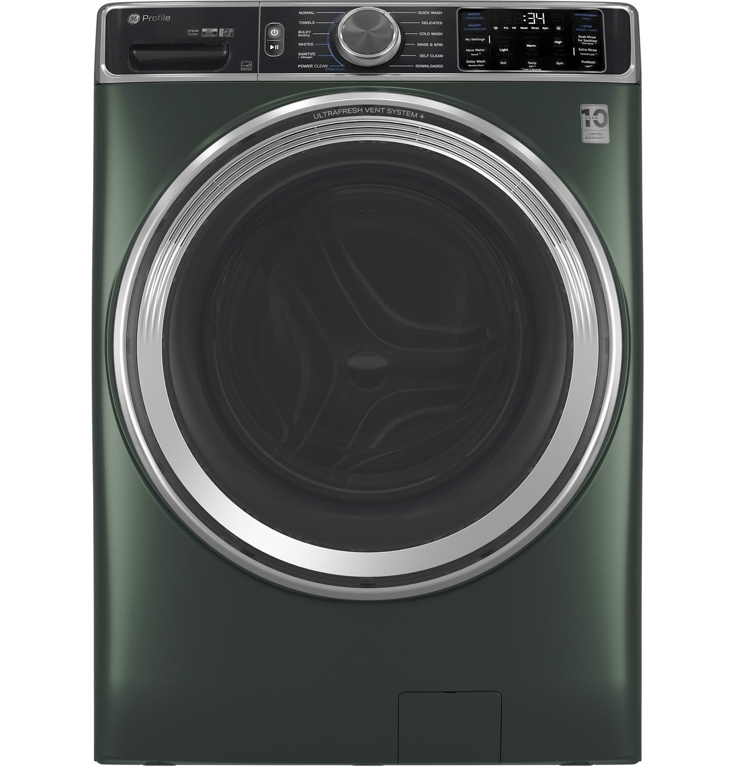 GE APPLIANCES PFW955SPWGN GE Profile™ 5.5 cu. ft. Capacity Smart Front Load ENERGY STAR® Steam Washer with UltraFresh Vent System+ and Smart Wash & Smart Rinse Green - PFW955SPWGN
