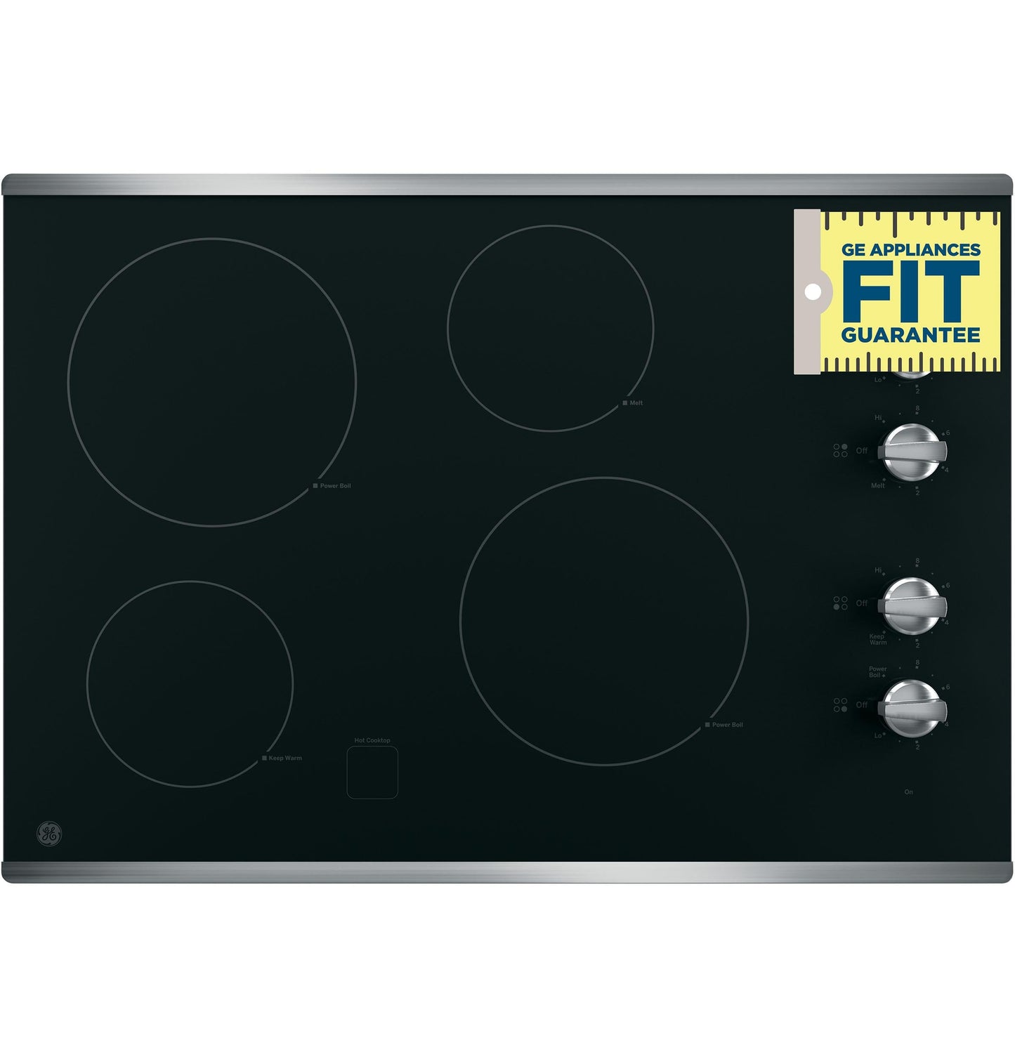 GE APPLIANCES 30" Built-In Knob Control Electric Cooktop Black On Stainless - JP3030SWSS