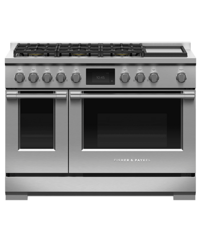 FISHER & PAYKEL RDV3486GDL 48" Series 9 Professional Dual Fuel 6 Burner with Griddle Range in Stainless Steel - RDV3486GDL