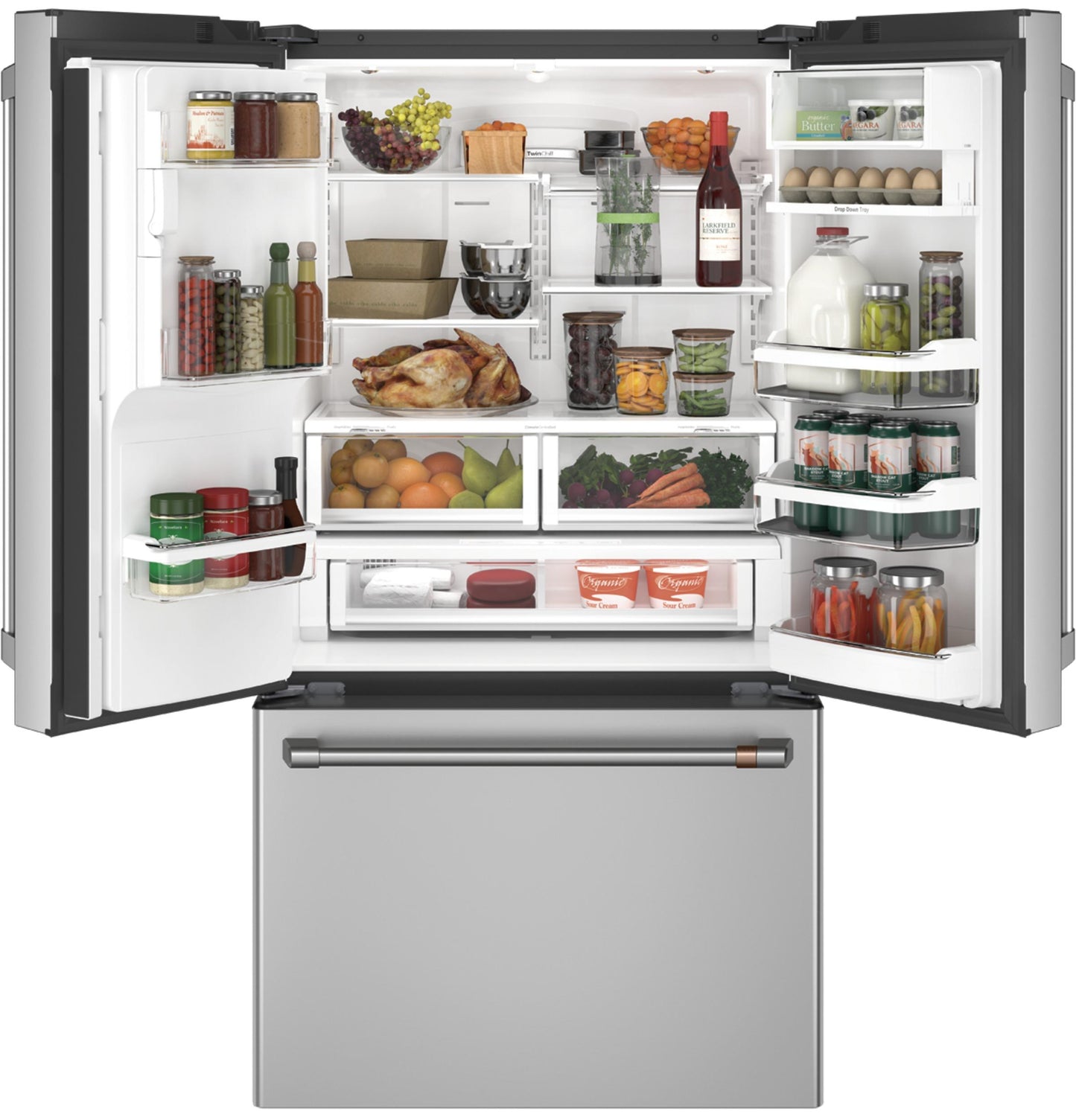 CAFE CYE22UP2MS1 CAFé™ ENERGY STAR® 22.1 Cu. Ft. Smart Counter-Depth French-Door Refrigerator with Keurig® K-Cup® Brewing System in Stainless Steel - CYE22UP2MS1
