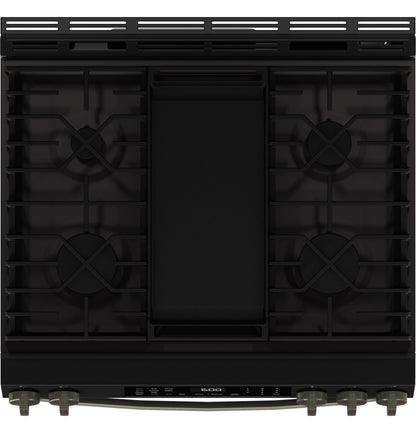 GE APPLIANCES GGS600AVDS GE® 30" Slide-In Front-Control Convection Gas Range with No Preheat Air Fry and EasyWash™ Oven Tray Black Slate - GGS600AVDS