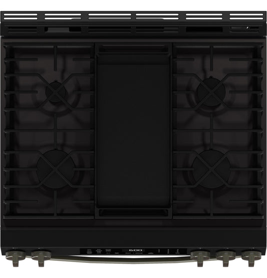 GE APPLIANCES GGS600AVDS GE® 30" Slide-In Front-Control Convection Gas Range with No Preheat Air Fry and EasyWash™ Oven Tray Black Slate - GGS600AVDS