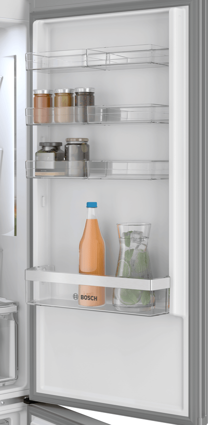 BOSCH B24CB80ESW 800 Series, free-standing fridge-freezer with freezer at bottom, glass door, 24'', White, Total No Frost White - B24CB80ESW