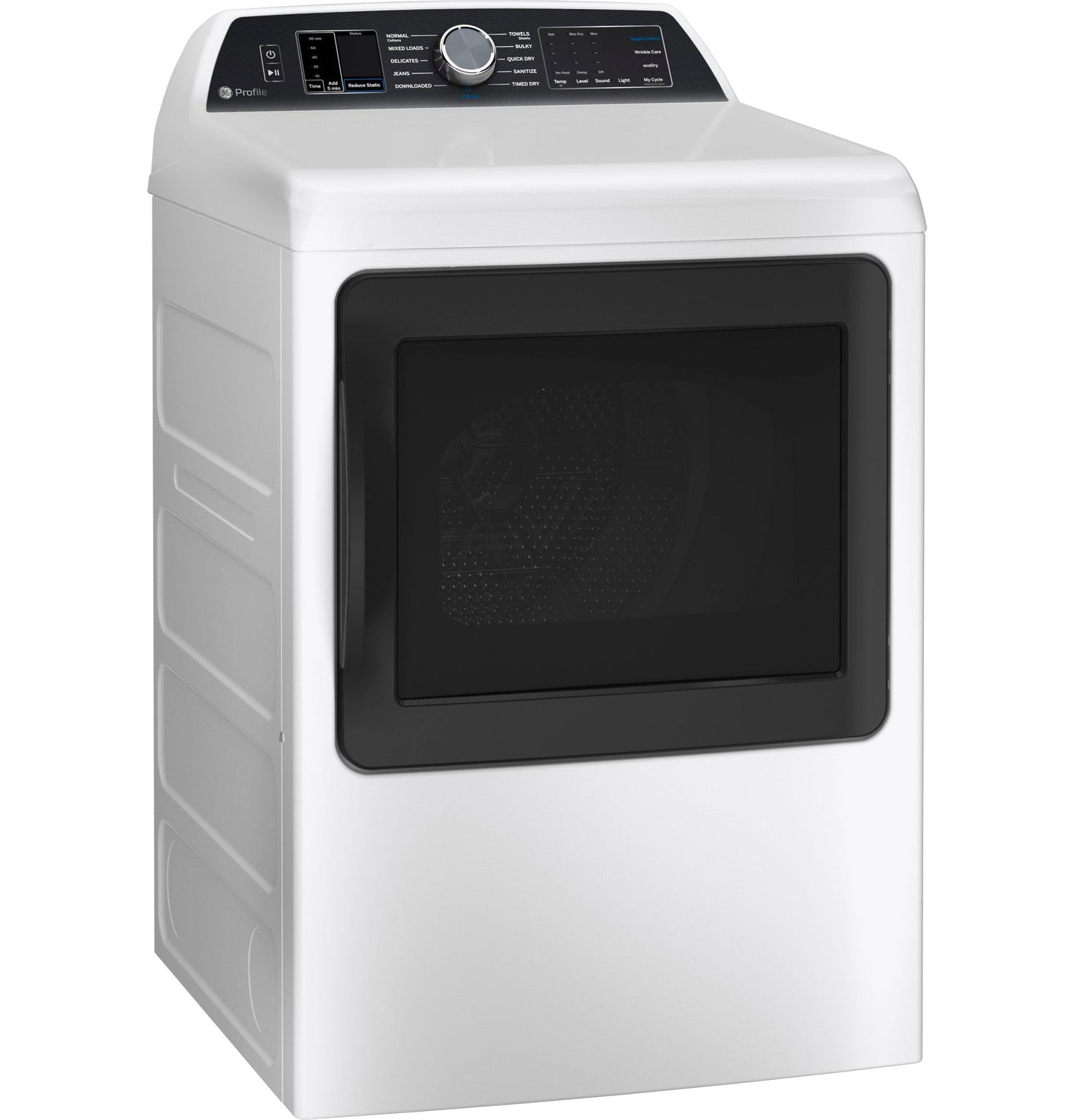 GE APPLIANCES PTD70GBSTWS GE Profile™ ENERGY STAR® 7.4 cu. ft. Capacity Smart aluminized alloy drum Gas Dryer with Sanitize Cycle and Sensor Dry White On Gray - PTD70GBSTWS