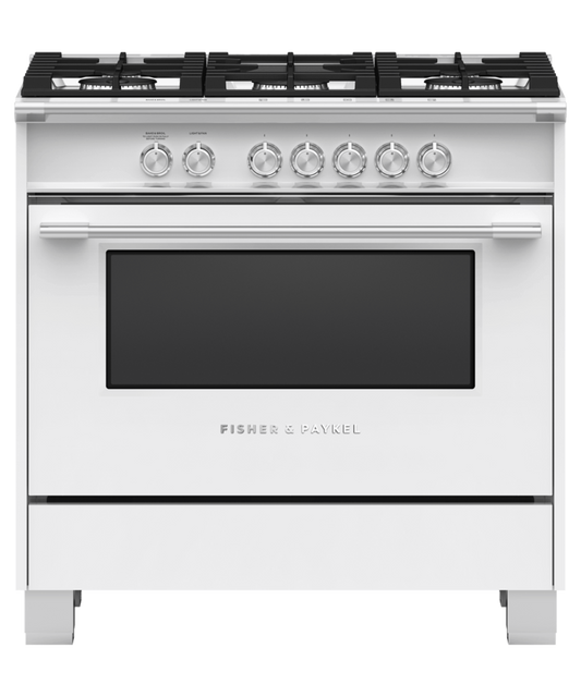 FISHER & PAYKEL OR36SCG4W1 36" Series 7 Classic 5 Burner Gas Range White - OR36SCG4W1