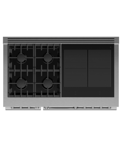 FISHER & PAYKEL RHV3484N 48" Series 11 Professional Dual Fuel 4 Burner + 4 Zone Induction Self-Cleaning Range in Stainless Steel - RHV3484N