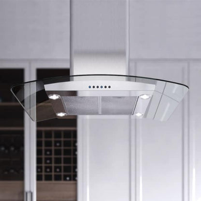 XO APPLIANCE XOMI42GC 42" CCC 600/395 CFM Island Hood Stainless/Glass in Stainless Steel - XOMI42GC
