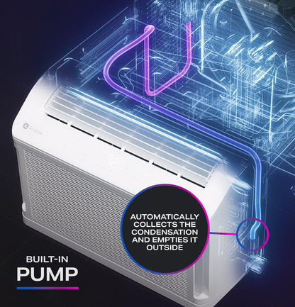 GE APPLIANCES AHTT08BC GE Profile ClearView™ 8,300 BTU Smart Ultra Quiet Window Air Conditioner for Medium Rooms up to 350 sq. ft. White - AHTT08BC