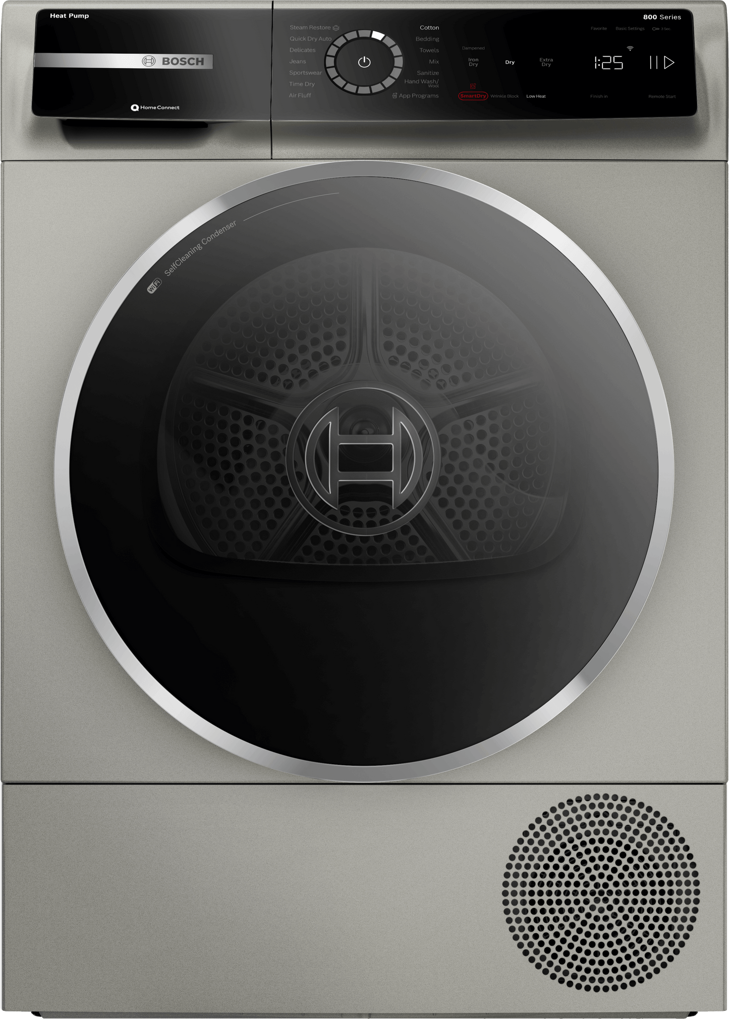 BOSCH WQB245AXUC 800 Series, heat pump dryer, Silver inox Silver