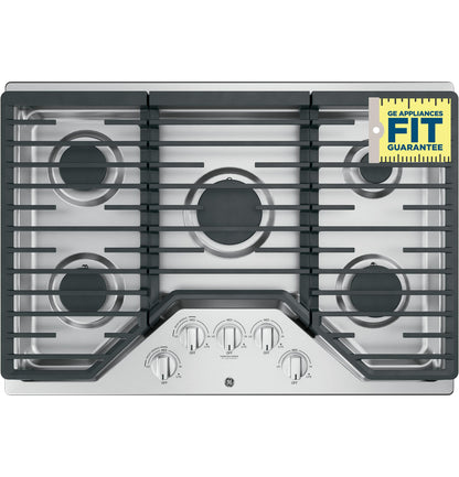 GE APPLIANCES GE 30" Built-In Gas Cooktop with 5 Burners and Dishwasher Safe Grates in Stainless Steel - JGP5030SLSS