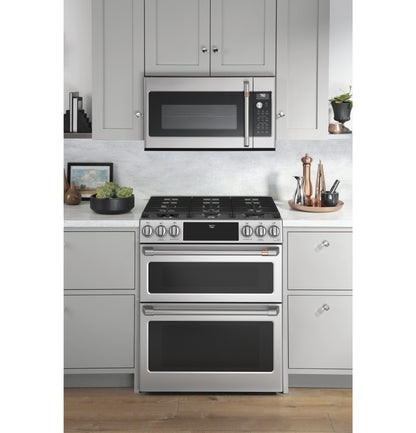 CAFE  30" Smart Slide-In, Front-Control, Gas Double-Oven Range with Convection in Stainless Steel - CGS750P2MS1