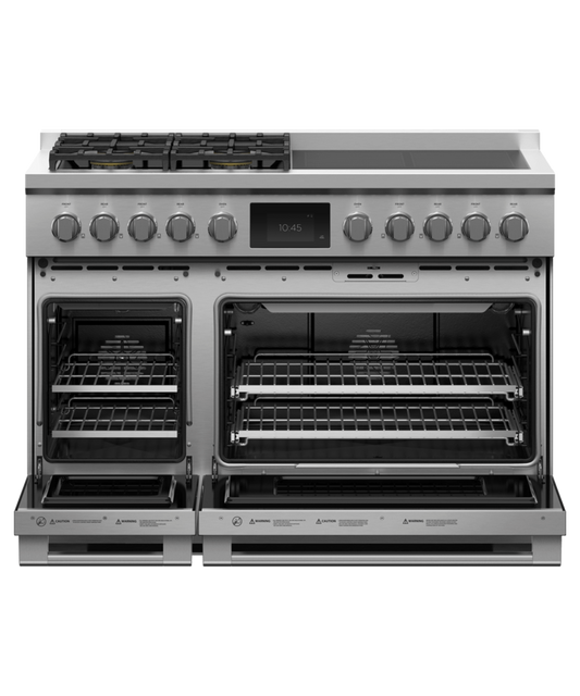 FISHER & PAYKEL RHV3484L 48" Series 11 Professional Dual Fuel 4 Burner + 4 Zone Induction Self-Cleaning Range in Stainless Steel - RHV3484L