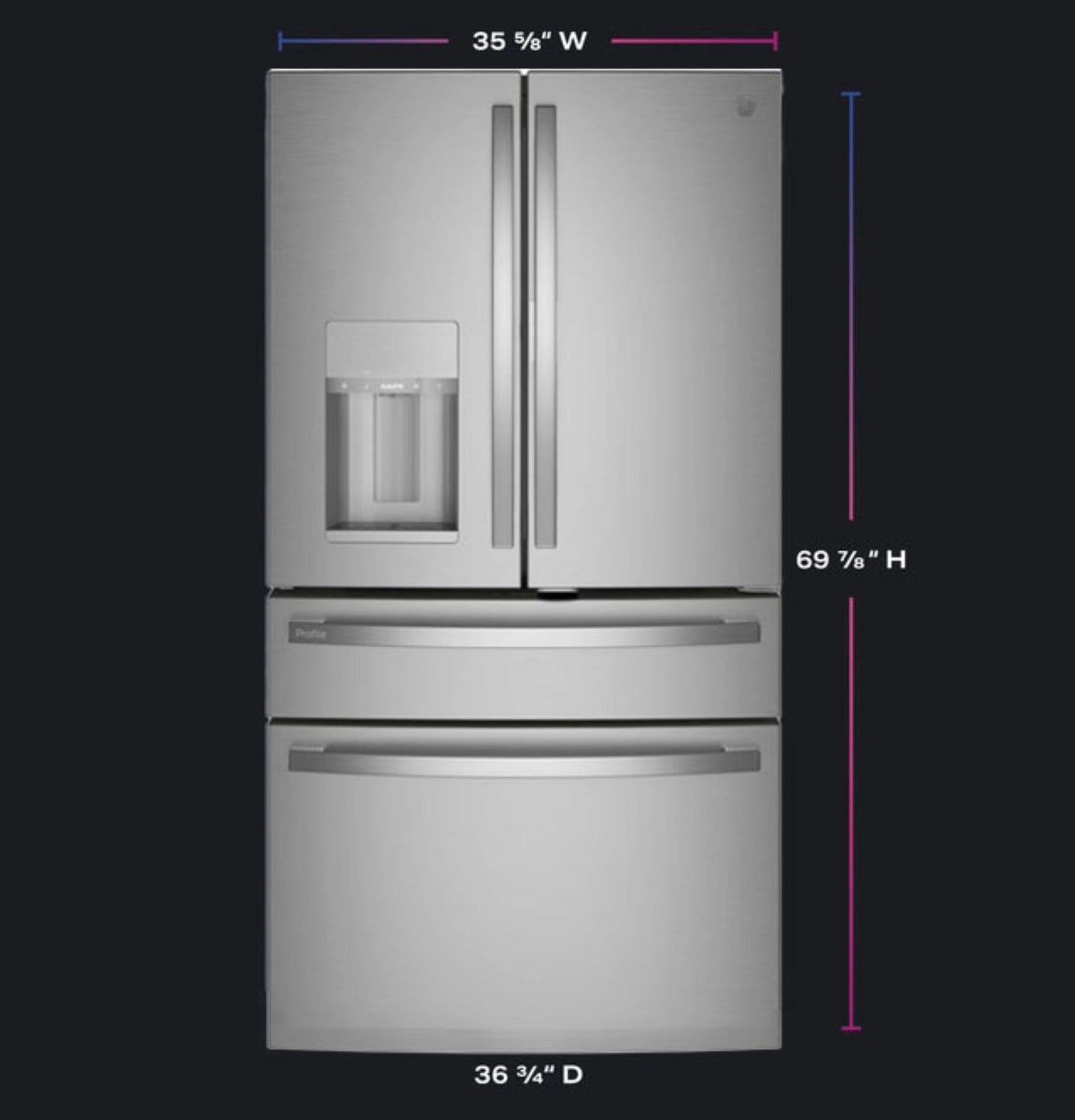 GE APPLIANCES PVD28BYNFS GE Profile™ ENERGY STAR® 27.9 Cu. Ft. Smart Fingerprint Resistant 4-Door French-Door Refrigerator with Door In Door in Stainless Steel - PVD28BYNFS