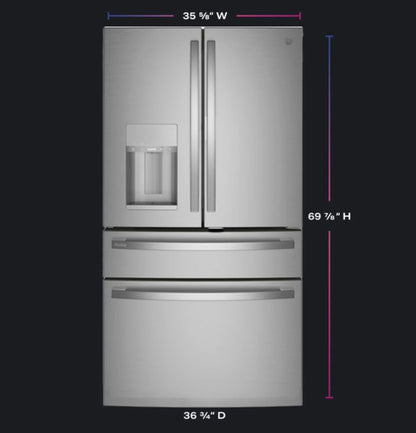 GE APPLIANCES PVD28BYNFS GE Profile™ ENERGY STAR® 27.9 Cu. Ft. Smart Fingerprint Resistant 4-Door French-Door Refrigerator with Door In Door in Stainless Steel - PVD28BYNFS