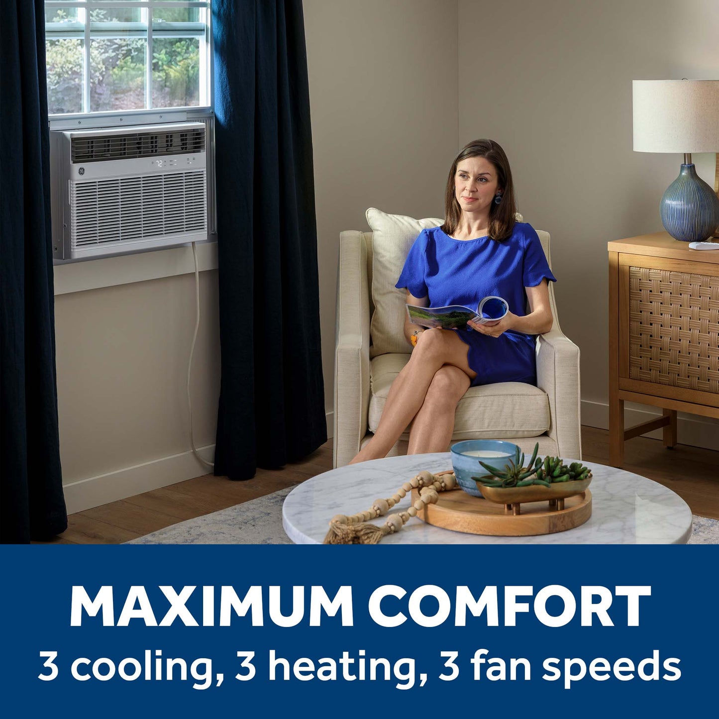 GE APPLIANCES AWGH18WWF GE® 18,000 BTU Smart Heat/Cool Electronic Window Air Conditioner for Extra-Large Rooms up to 1000 sq. ft. White - AWGH18WWF
